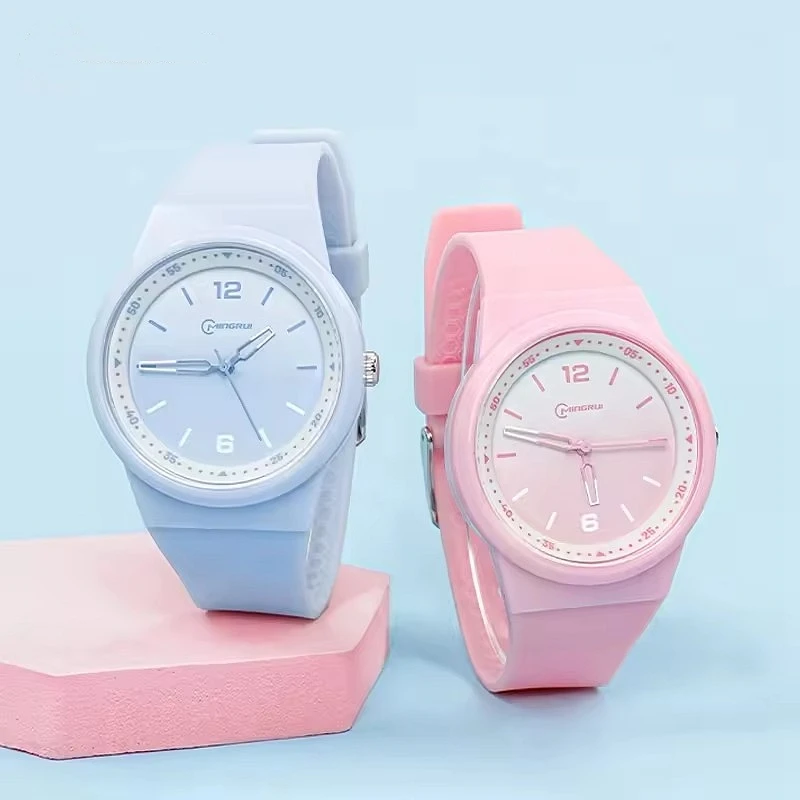Pink Quartz Children Watches Silicone Strap Waterpoof Blue Analog Teenage Wriwtches for Girls Boys