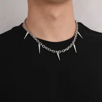 Collier à pampilles à rivets pour hommes et femmes, Style Punk, Hip Hop, mode géométrique, chaîne en acier titane 5