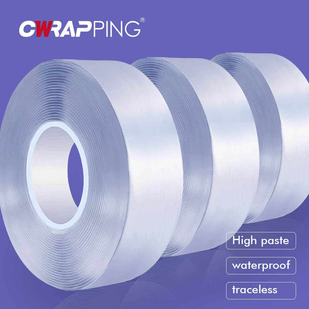 Car Nano Double Sided Tape Transparent Adhesive Strips Strong Sticky Fix Traceless Reusable Waterproof Decoration Tape
