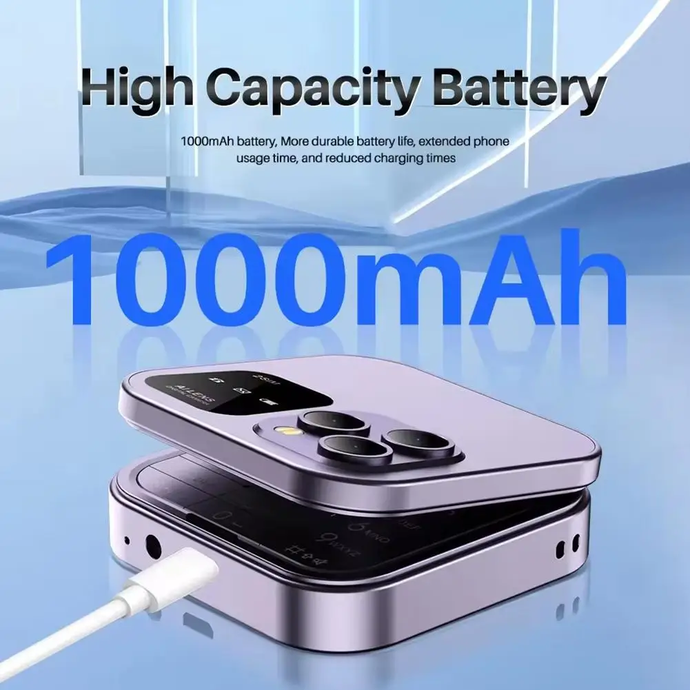 NEW Mini Flip Mobile Phone 1000mAh High Capacity Battery 1.77 Inch Screen 2 Nano SlM Card  Multilingual Support Foldable Phone
