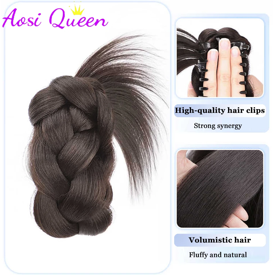 AOSIQUEEN 새로운 합성 헤어 번 클립 내추럴 플러피 가발 헤어 클립 블랙 브라운 번 헤드 가발 여성용