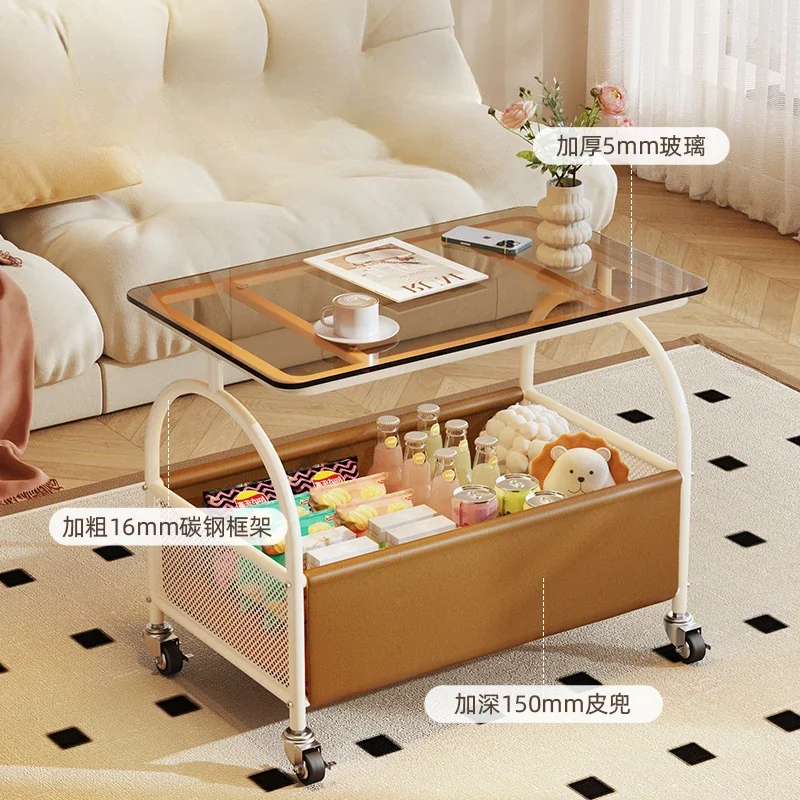 Move Transparent Salon Trolley Glass Cream Wind Modern Bedroom Household Salon Trolley Save Space Belt Wheel Carrito Furniture