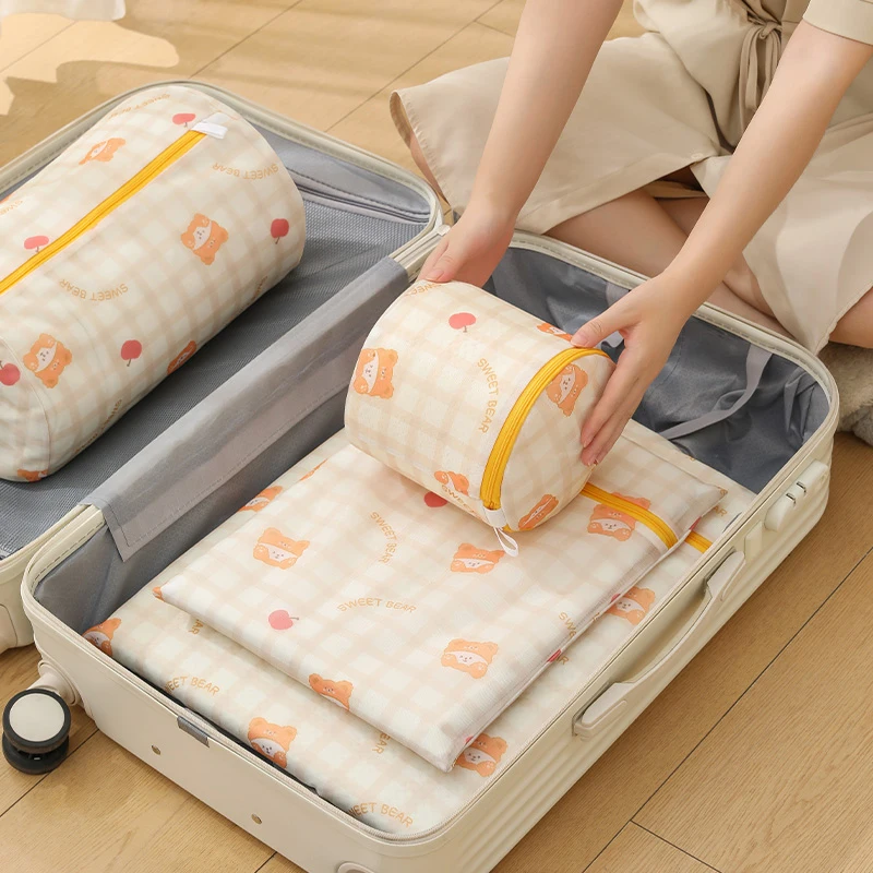 Cartoon Bear Laundry Bag Cute Print Washing Bag For Washing Machine Washroom Organize Dirty Clothes Storage Pouch Laundry Bags Laundry Bag Clothes Washing Bag