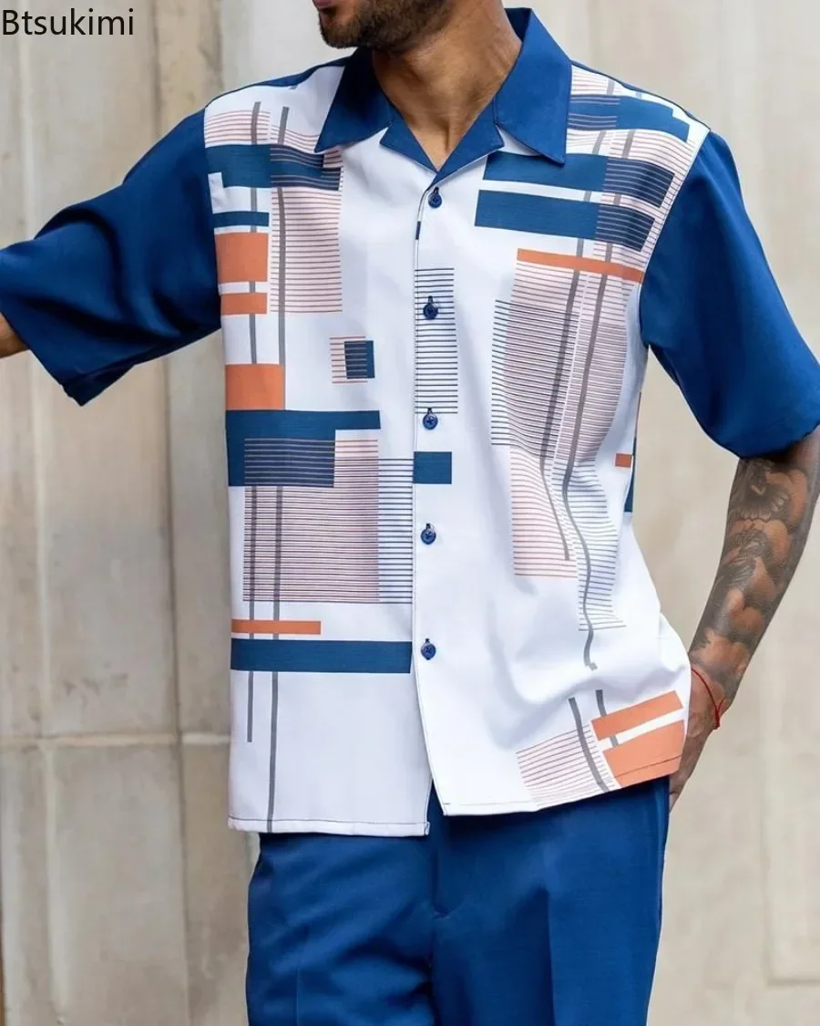 Sports Set Sports Suit Tracksuit Set Outdoor Suit Set Trend Print Men's Tops+Trousers Sets Spring Summer New Party Sport Casual Suits Shirts Pants 2-Piece Fashion Men's Clothing