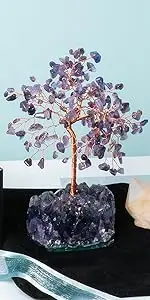 amethyst crystal tree on rainbow tree base of life feng shui decor 