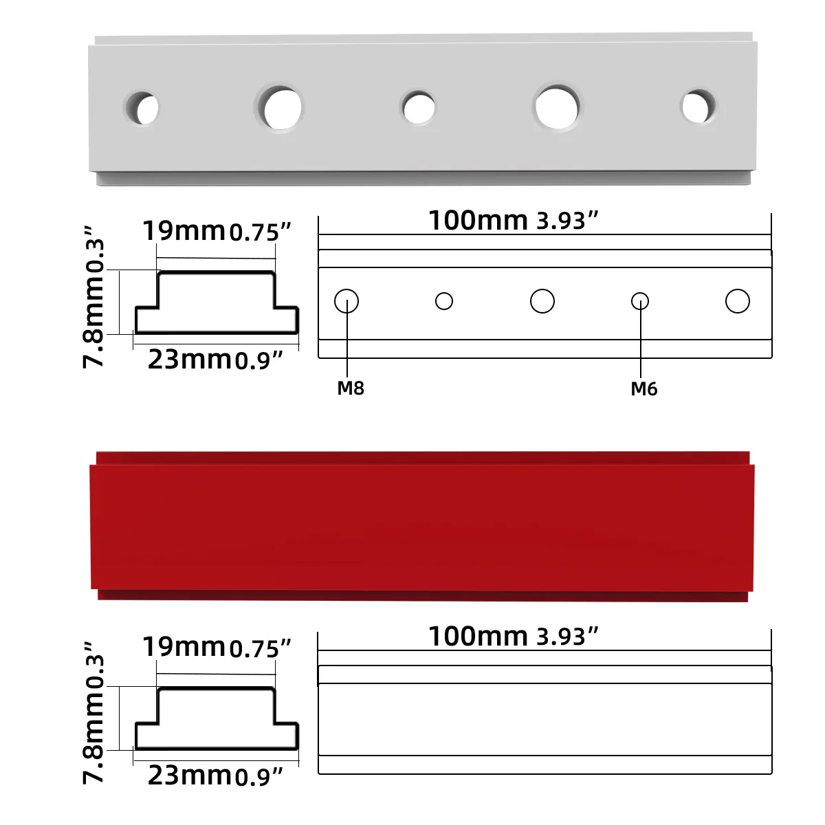 100MM Miter Bar Slider T-Slider T Slot Miter Track Jig T Screw Fixture Slot Aluminum Alloy for Woodworking Router Table Saw