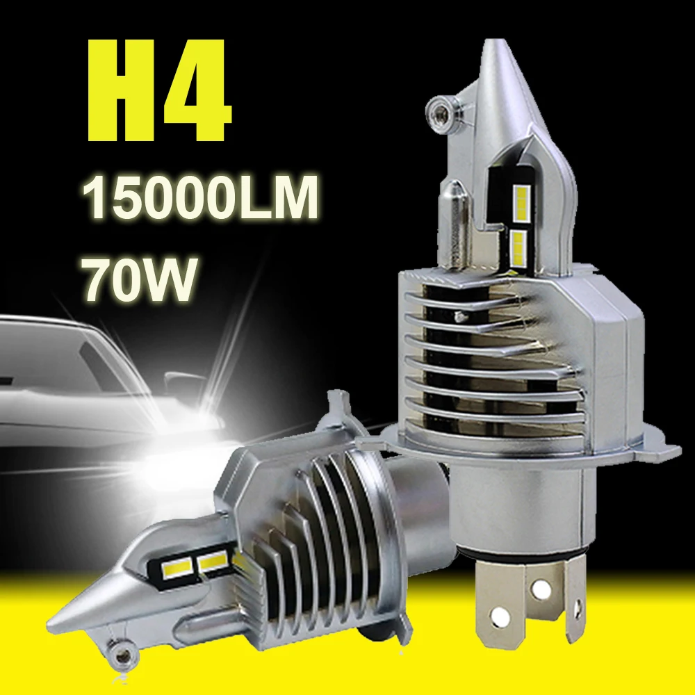 차량용 LED 전조등 전구, 하이 로우 빔 딥 빔 오토바이, 자동 등급 칩 전조등, 12V 15000LM 다이오드 램프, H4