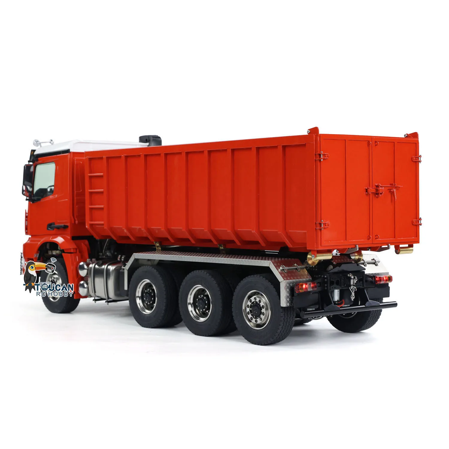 Toys Metal 1/14 8x8 RC Hydraulic Dumper Roll Off Dump Truck 3363 Rear Axle Steering 3 Speed Transmission Light Sound Tipper Gift 4