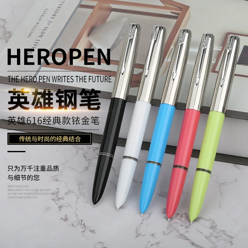 HERO 616Plus Iridium Pen Macaron Retro Classic Student Adult Writing Practice Writing Office Pen Replaceable Ink Bag Ink Pen 6pcs set 3d groove practice copybook adult chinese characters reusable crash pen copybook hard pen practice art writing books