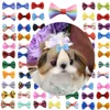 Set Cute Pet Bows Small Dogs Grooming Accessories Rubber Bands Puppy Cat Headwear Print Bow Handmade Hair Band For Dog Wholesale 2