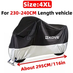 Premium Motorcycle Cover, Silver Black - Waterproof, Dustproof, UV Protection (4XL)