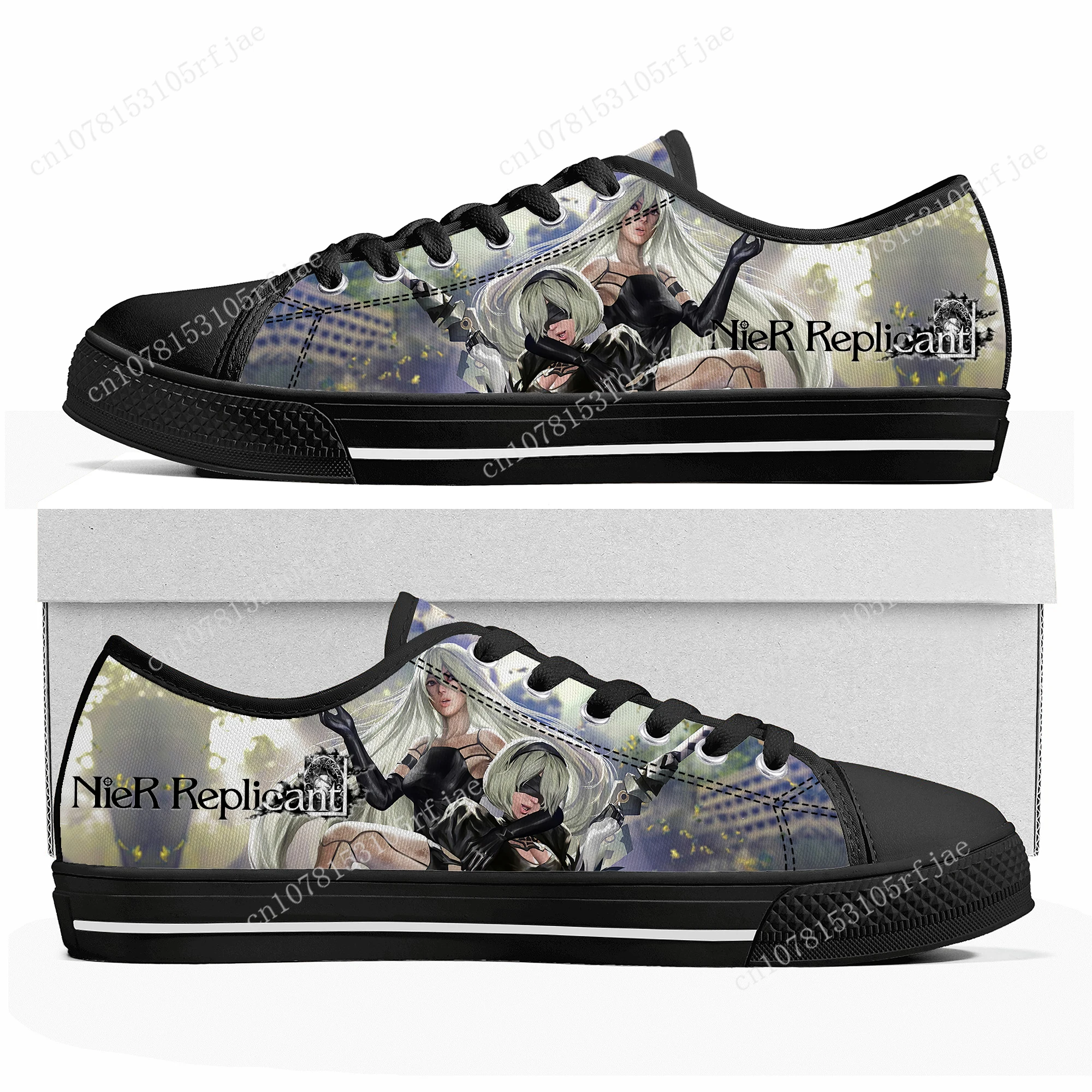 Nier Replicant Custom Low Top Sneakers Cartoon Game Womens Mens Teenager High Quality Shoes Casual Tailor Made Canvas Sneaker