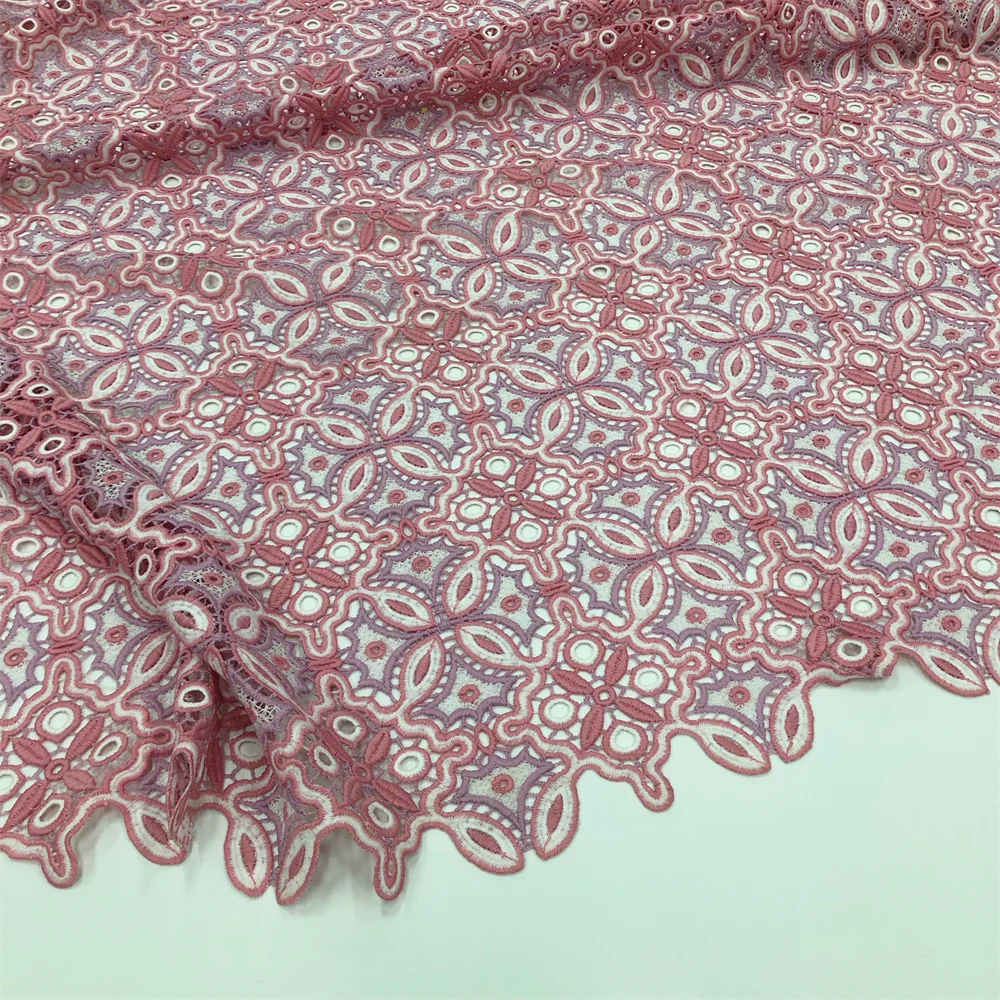 Neuer Stil Afrikanischer Spitzenstoff 2025 Hochwertige Wasserlösliche Bestickte Modische Weiche Spitze 5 Yards – Detail 9