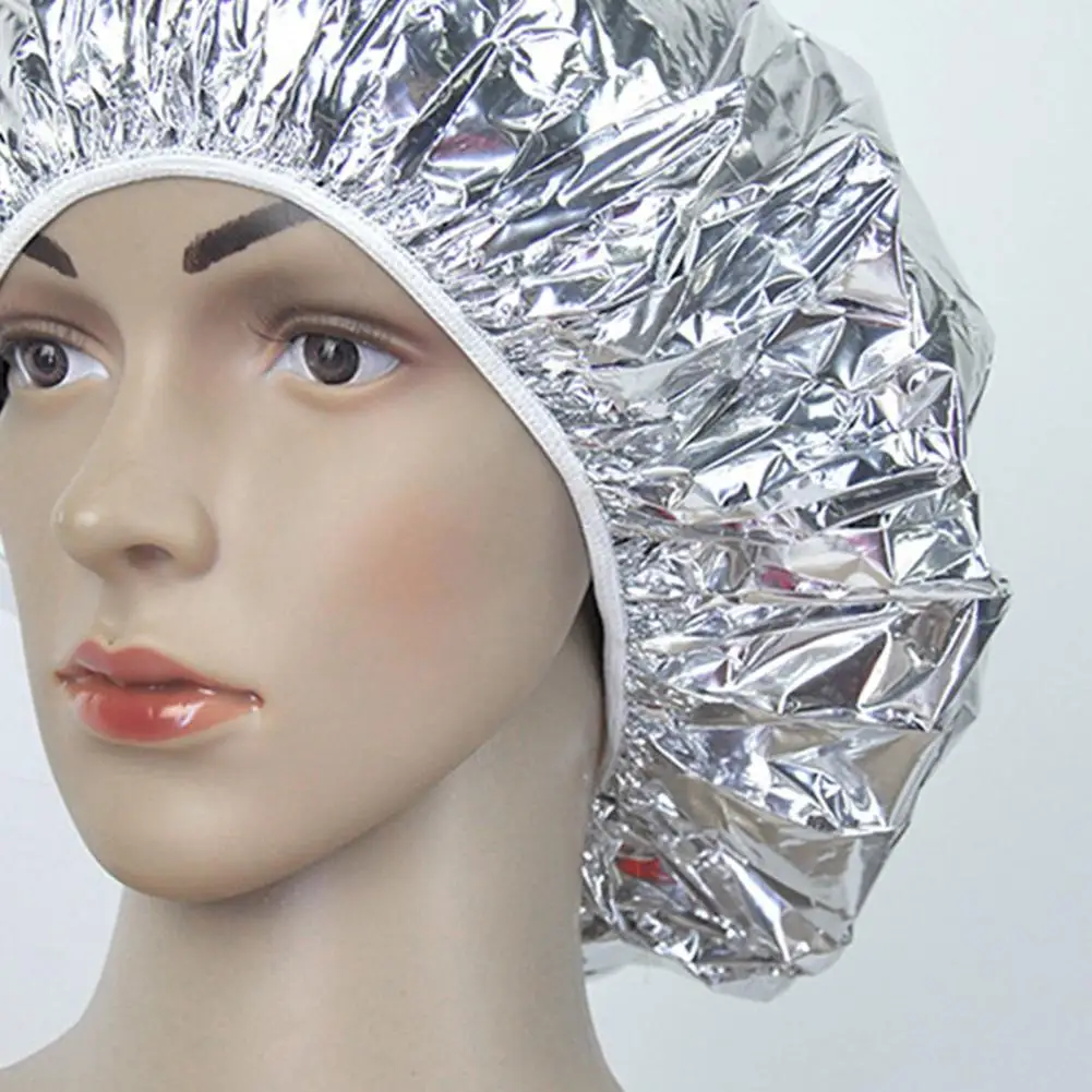 Shower Cap Heat Insulation Aluminum Foil Insulation Hat Elastic Bathing Cap For Women Hair Salon Bathroom Hairdressing Salon