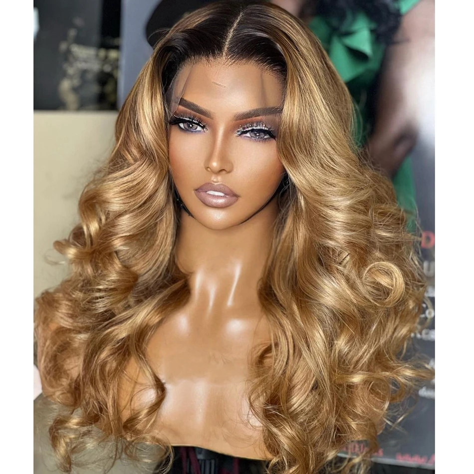 

Soft 26 inch Ombre Blonde Body Wave European Virgin HumanHair Jewish Wig 13x6 Lace Front Kosher Sheitel Wig For Women BabyHair