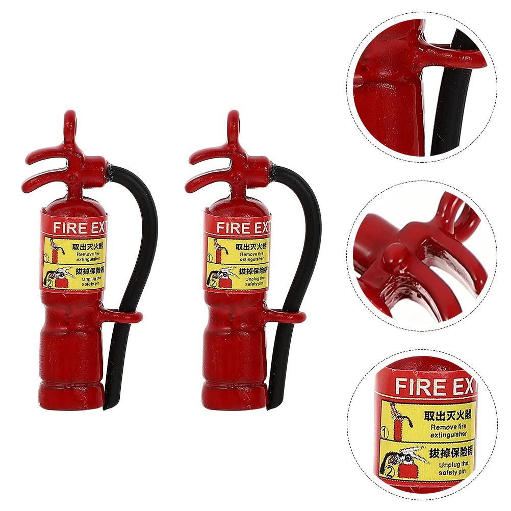 

2 Pcs Mini Fire Extinguisher Decorating Houses DIY Alloy Pendant Decorations Decorate Micro Landscaping Models