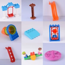 

Blocks Amusement Park Accessory Slide Ladder Swing Seesaw Carousel Big Large-particle City Building Gift Toy for Children 1PC