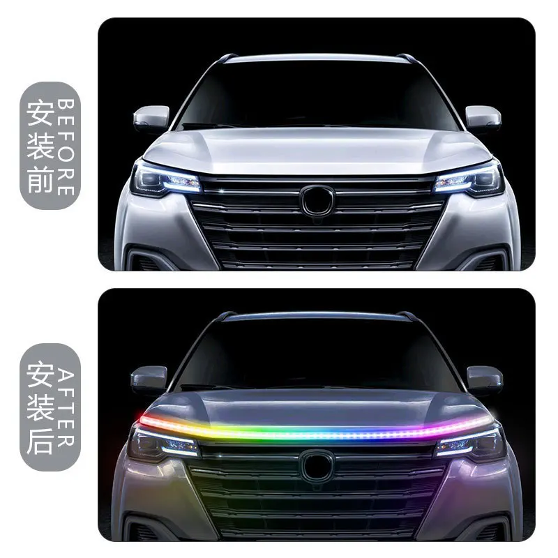 LED 자동차 후드 장식 라이트 스트립, 시작 스캔, 유성 다이나믹 자동차 주간 주행등, DRL 방향 지시등, 12V, 신제품