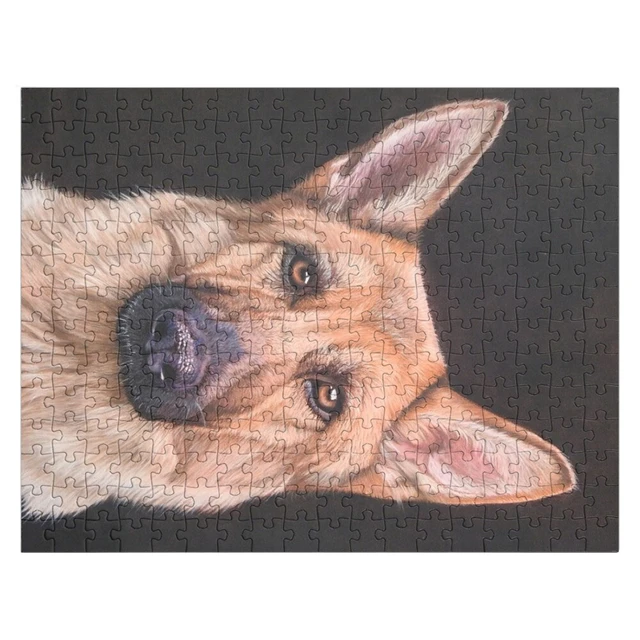 German Shepherd Dog Art Jigsaw Puzzle Custom Name Wood Puzzle