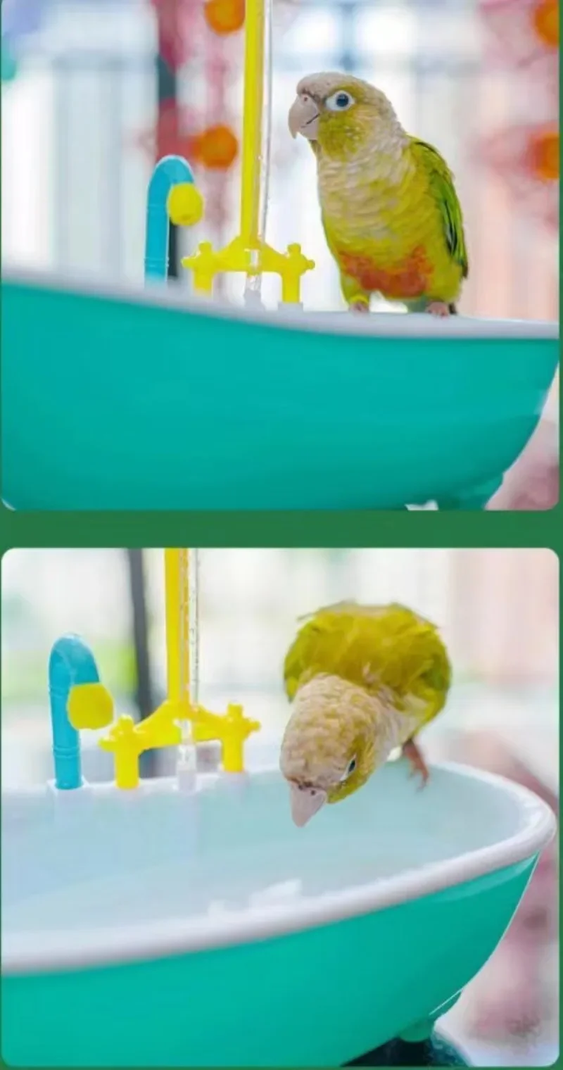 Bird bath Parrot Shower Bird Bath Cage Automatic Parrot Shower Bowl Birds Accessories Toy Bird Bathtub