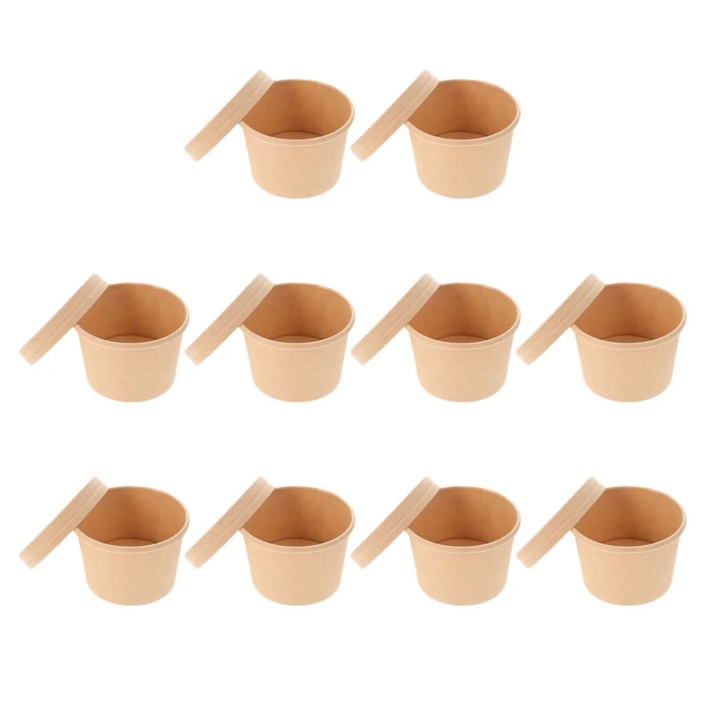 Soup Cups Paper Kraft Containers Bowls Disposable Porridgelids Cup Cardboard Takeout Small