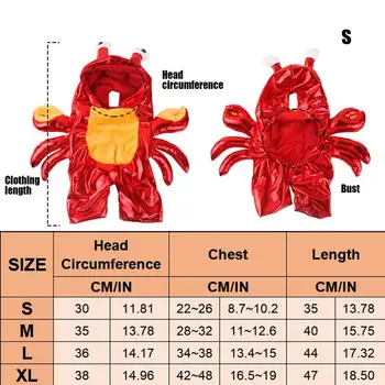 Crab Costume For Dog Dog Cat Halloween Crab Costume Pet Clothes Warm Outfits Clothes Puppy Red Hoodie For Halloween Party 6