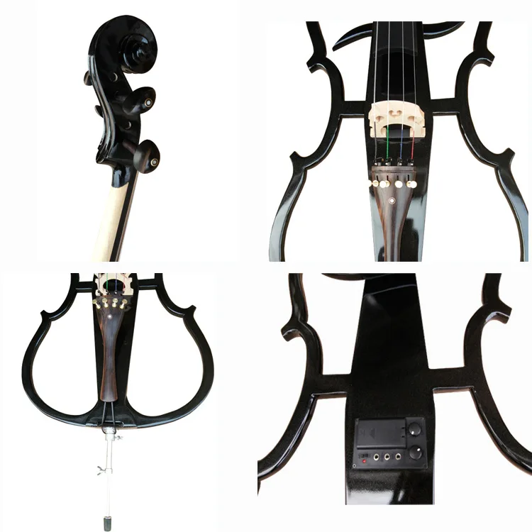 Electronic cello 4/4 black white professional Electric cello Beginners Musical Instruments with bag bow
