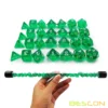Bescon 28pcs Translucent Green Mini Polyhedral Dice Set in Tube, Mini RPG Dice 4X7pcs,Mini Gem Green Dice Tube Set 3