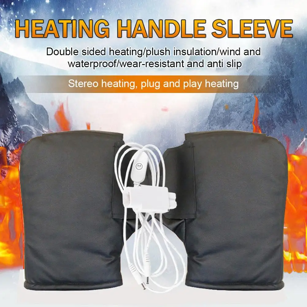 

1 Pair Heated Handlebar Muffs Waterproof Electric Heating Windproof Sided Grip Heating Handlebar Double Handle Gloves Motor W6T4