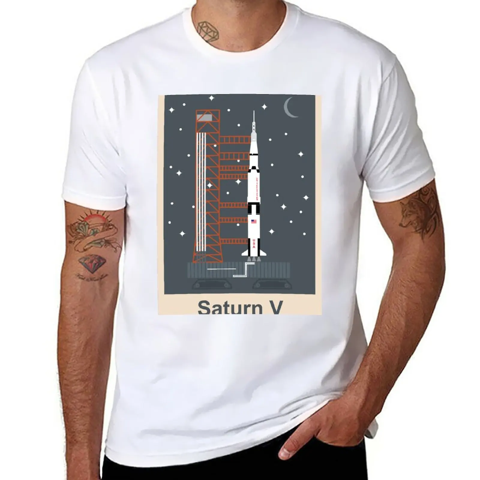 Nuova Maglietta Saturn V (Notte) Magliette Oversize Maglietta Divertente T-Shirt Da Uomo