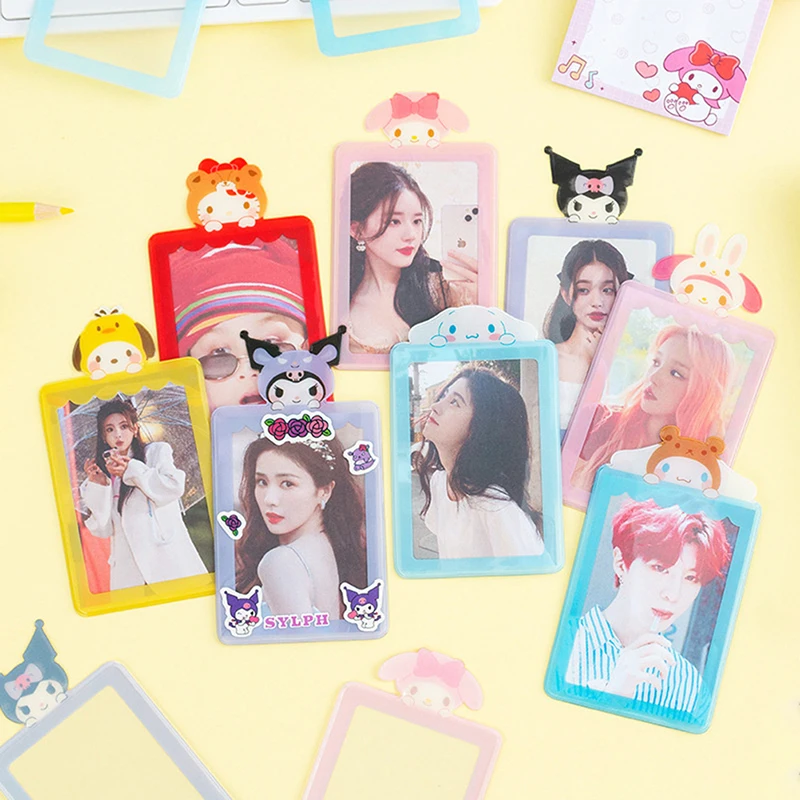 

1pcs Kpop Kawaii Photocard Collect Holder With Pendant Rabbit Bear Credit ID Bank Bus Photo Card Protective Sleeve