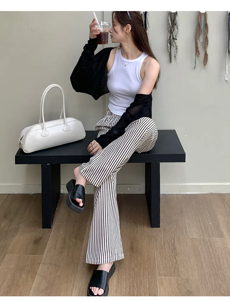 Gerade Gestreiften Pyjama Hosen Neue Frühling Herbst Hause Tragen Hosen Casual Koreanische Nachtwäsche Pyjamas Hose Frauen Pantalones – Detail 2
