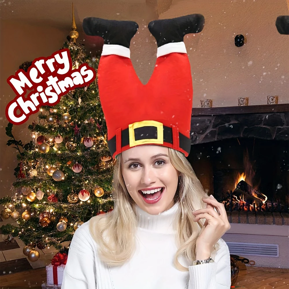 Christmas Hats Vibrant Red Christmas Beanie Party Hats Humorous Elf Pants Santa Hat Design 1pcs For Festive Celebrations