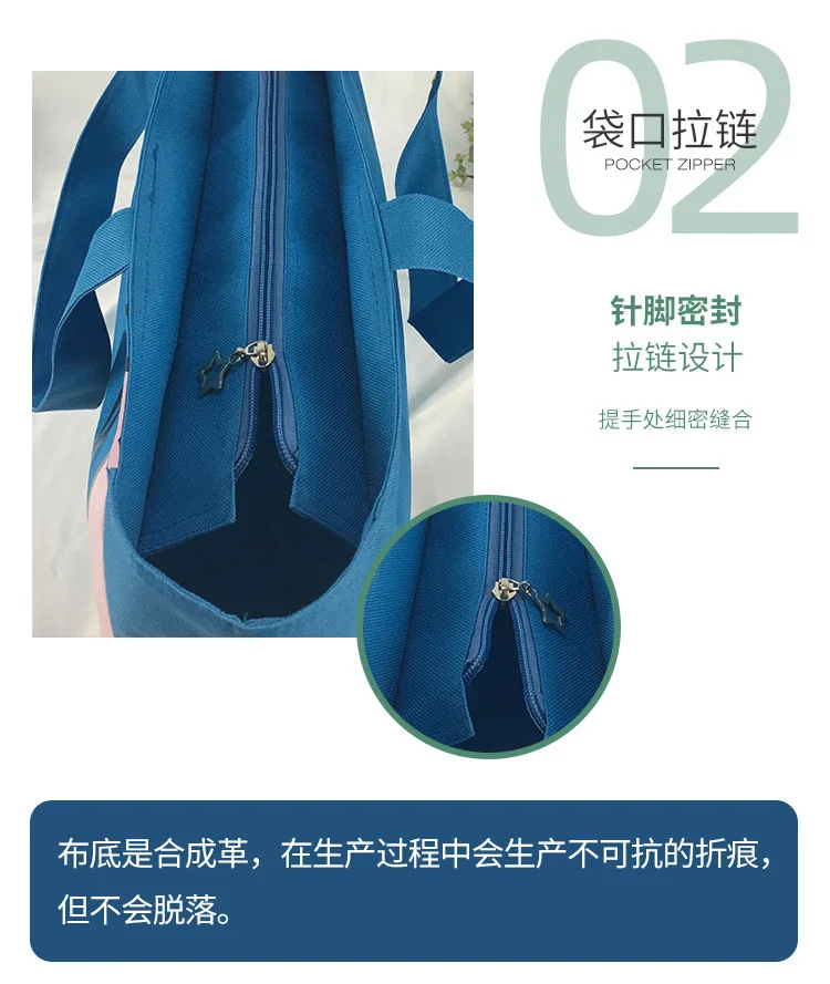 Disney Cartoon Stitch Oxford Cloth Folding Shopping Bag Oversized Zipper Tote Bag Folding Large Capacity Travel Bag Women Supply