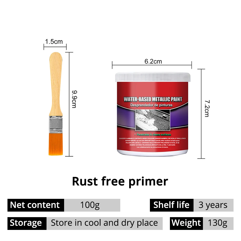 Car Iron Metal Surface Anti-rust Rust Remover Paste Purpose Chassis Converter Repair Auto -free Water-Based Prim Paint Care Tool