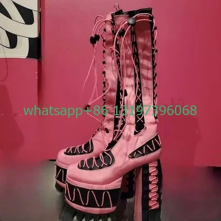 pink platform booties
