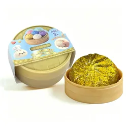 Glitter Dumpling Squishy Toy with Steamer Box - Stress & Anxiety Relief (Glitter)