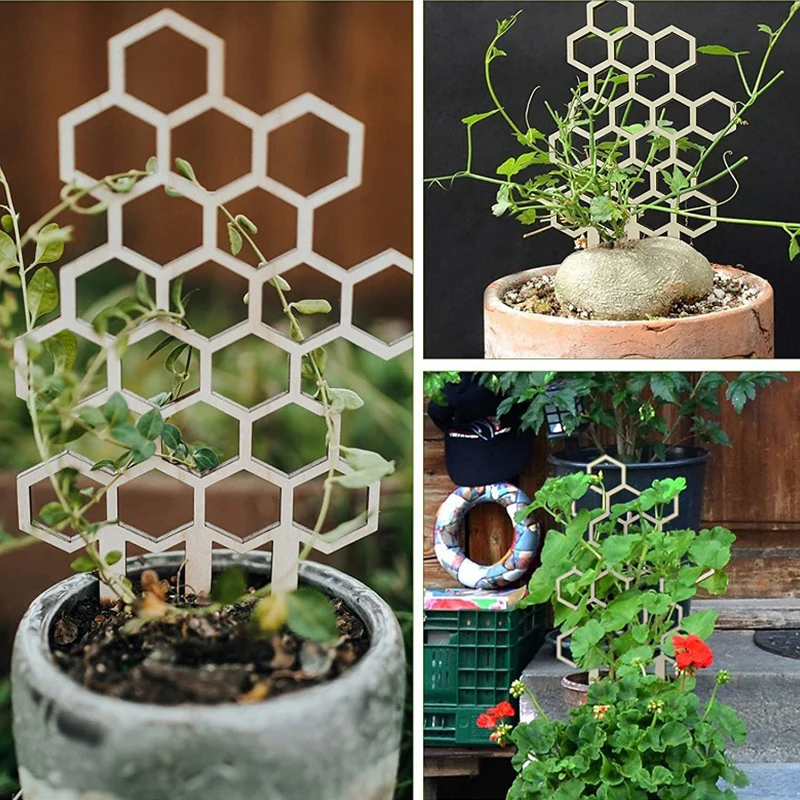 

1Pc Trellis for Potted Plants Plant Trellis Indoor Wooden Honeycomb Shape Flower Stem Vines Climbing Training Support Brackets