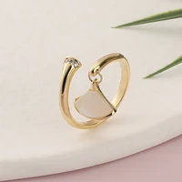 Original Smart Women's Fashion Ring Fan Shape Shell Zircon Open Ring Party Jewelry Accessory Gift For Women 1