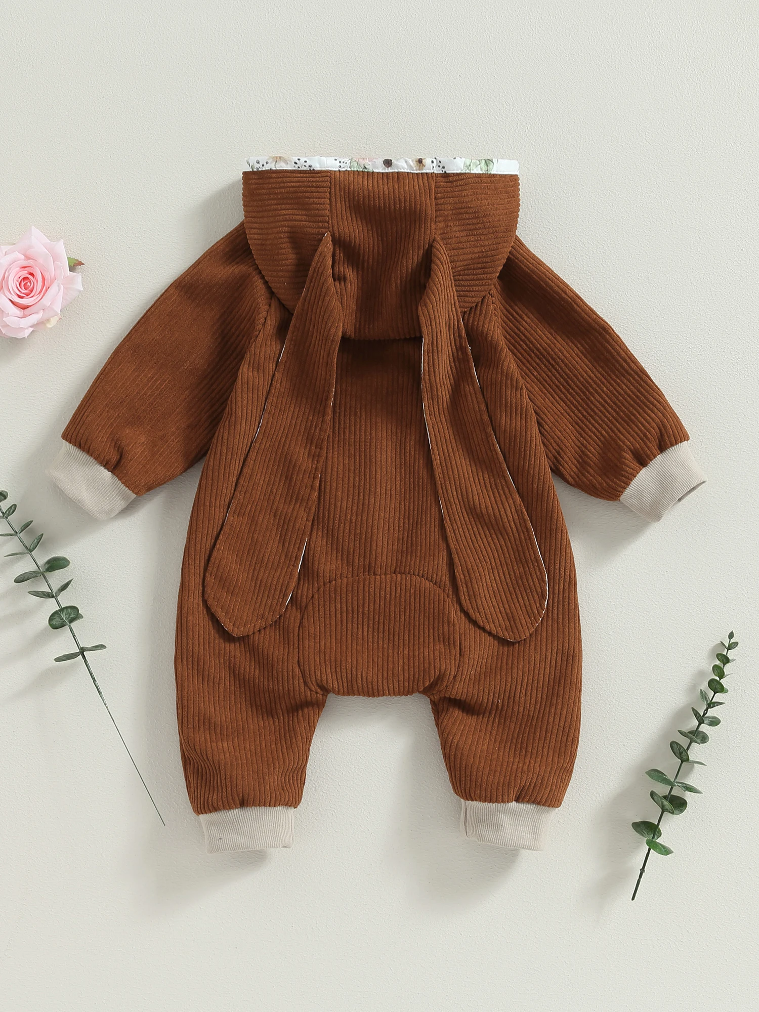 

Toddler Unisex Fleece Hooded with Bear Ears Cozy Winter Jumpsuit for Baby Boy Girl Warm Playsuit
