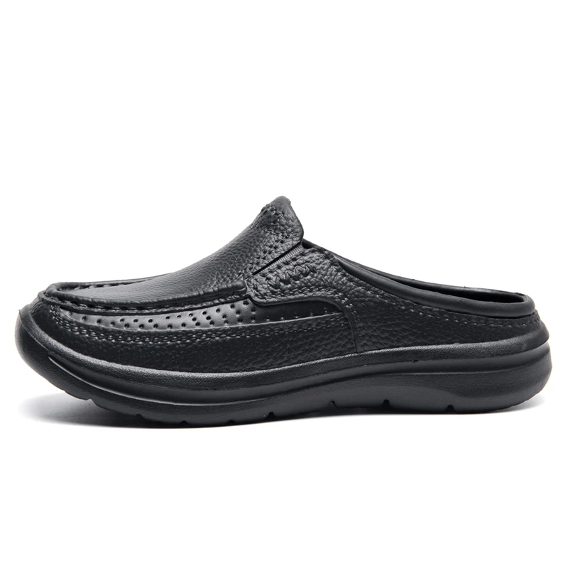 2023 New Summer Men's Closed Toe Half Slippers Non-slip Chef Shoes Waterproof Oil-proof Work Shoes Men Increased Causal Shoes