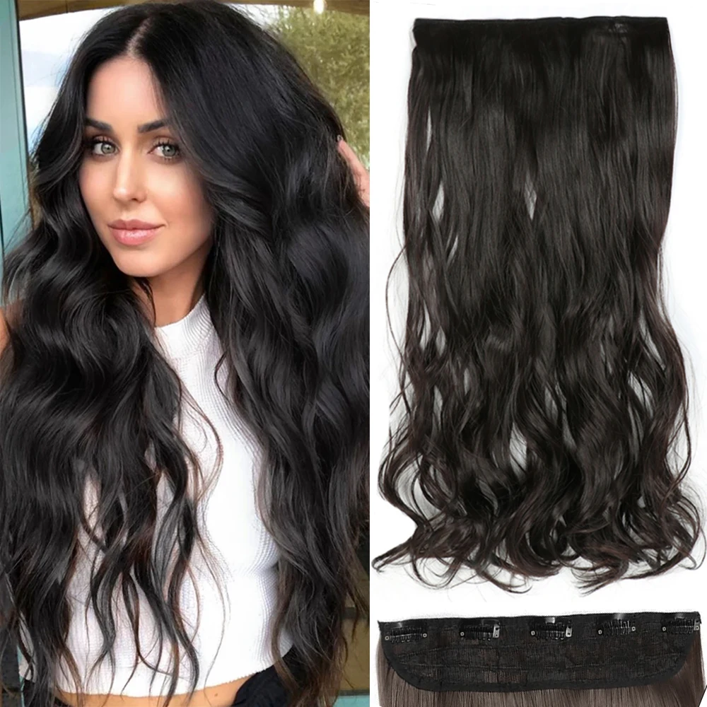 Meine-Diva 22 zoll Synthetische Lange Wellenförmige Clip In Haar Extensions Natürliche Haar Erweiterung Invisible Flauschigen 5 Clips Falsche haar Stück