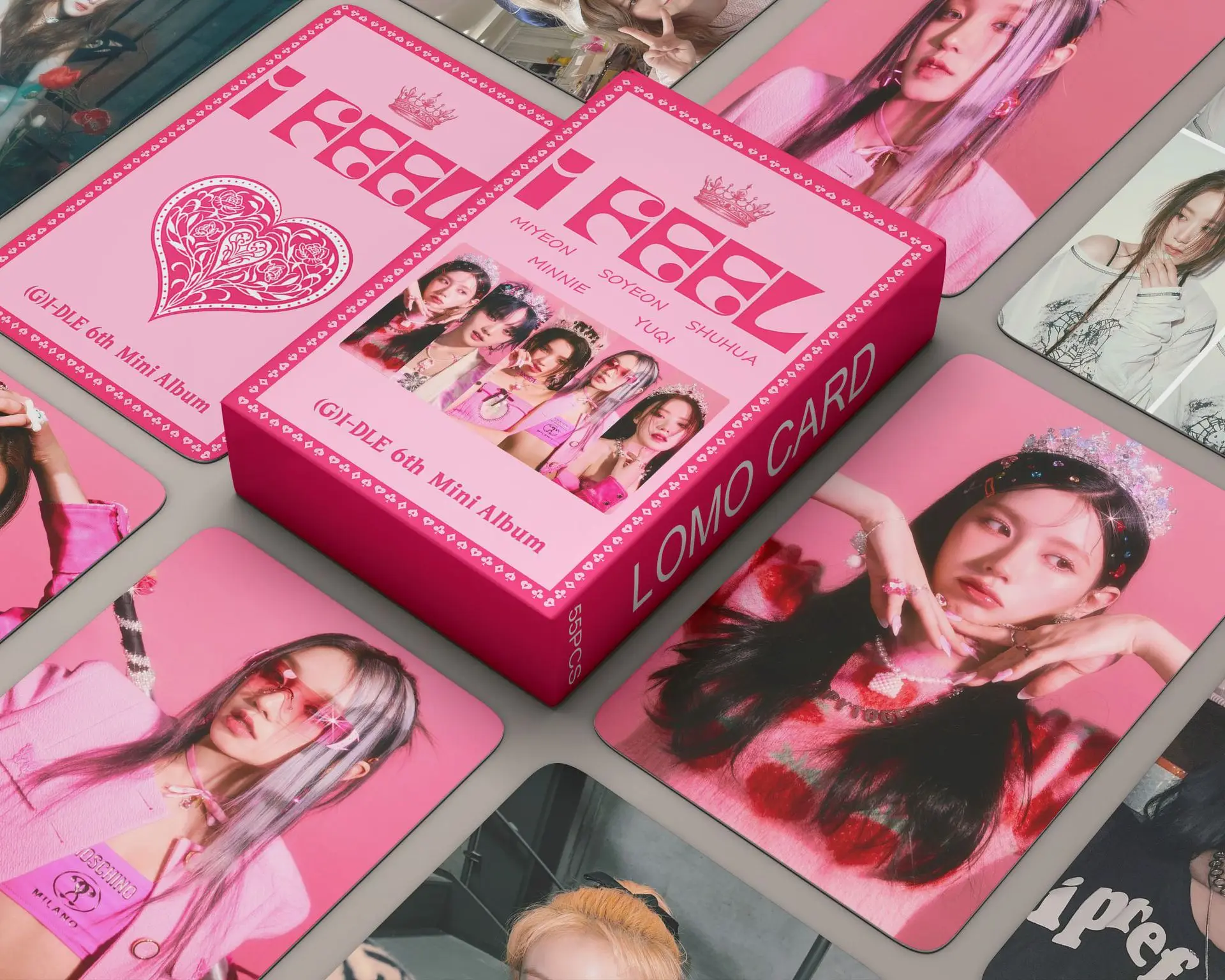 Kpop GIDLE Photocards I Feel Album Lomo Cards (G)I-DLE Girls I Love Photo Card Postcard for Fans Collection Gift 55Pcs/Set