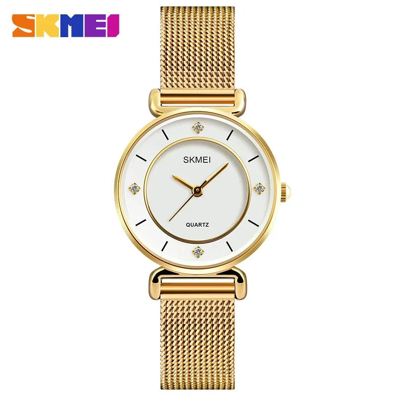 SKMEI 1330 Luxury Waterproof Quartz Watch for Women Stainless Steel Girl Womens Wristwatches Clock Ladies Female Reloj Mujer