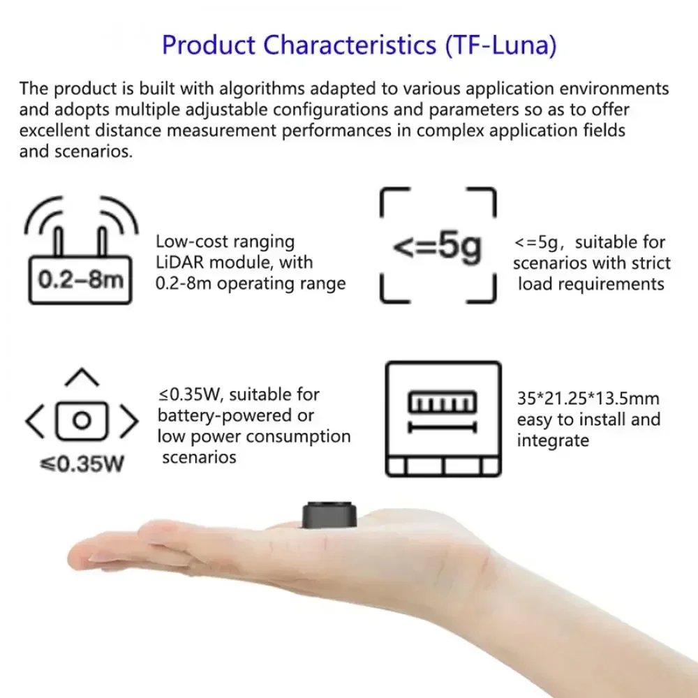 1/2/4PCS TF Luna Lidar Ranging Sensor Module Range Finder Sensor UART/IIC Single-Point Micro Ranging Module for Arduino Pixhawk 2