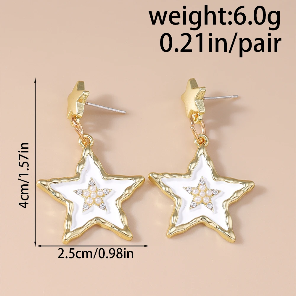 Aihua Modische Koreanische Goldfarben Stern-Ohrstecker für Frauen Schneeflocken-Mond-Ohrhänger Mädchen Party Festival Schmuck Geschenke – Detail 12