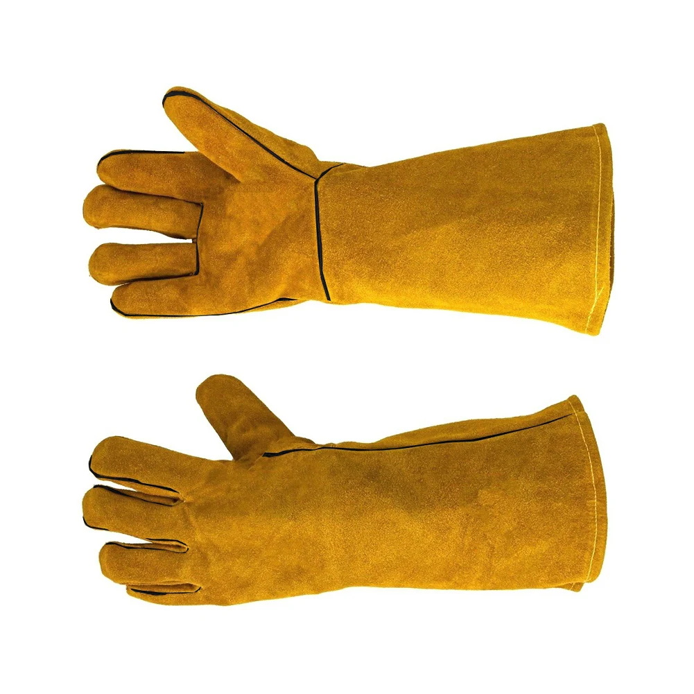 Cowhide Flame-retardant Welding Work Gloves Heat-proof Metal Welding Protector Yellow Gloves Soldering Welding Gloves Tools 3