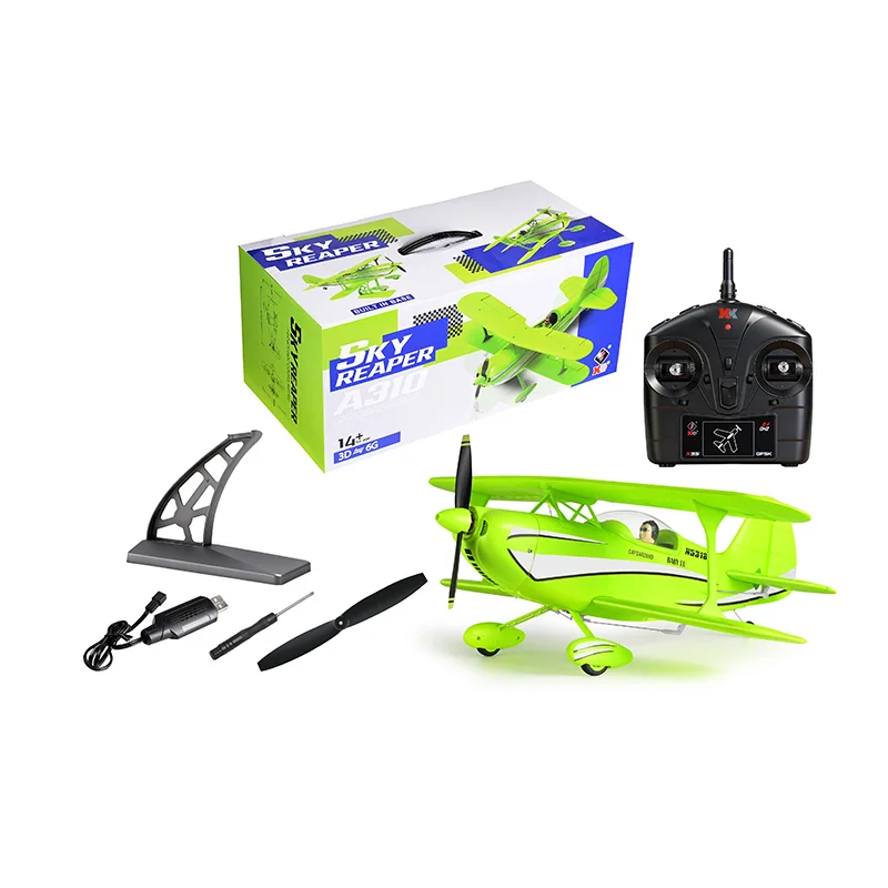 Détail du cockpit et des ailes du Biplan A310, avion RC 3D/6G avec gyroscope intégré.