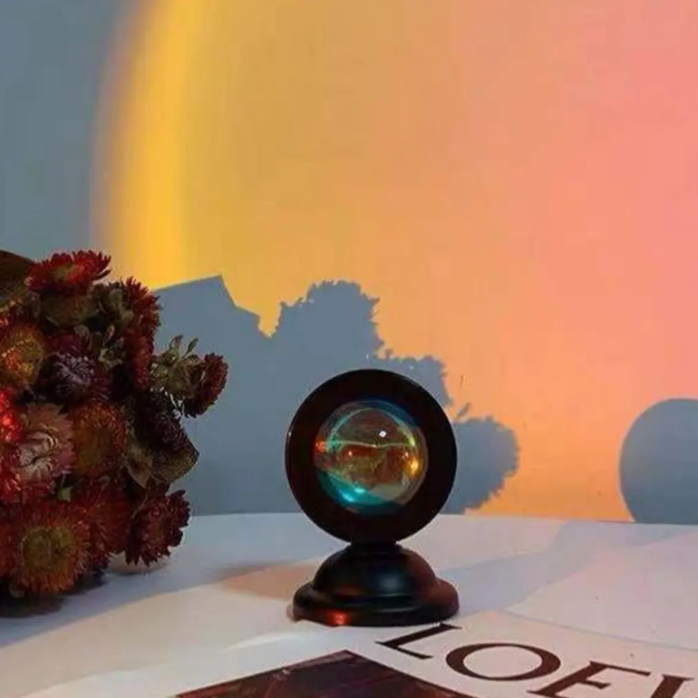 

Rainbow Sunset Red Projector Led Night Light Sun Projection Desk Lamp for Bedroom Bar Coffee Store Wall Decoration Lighting