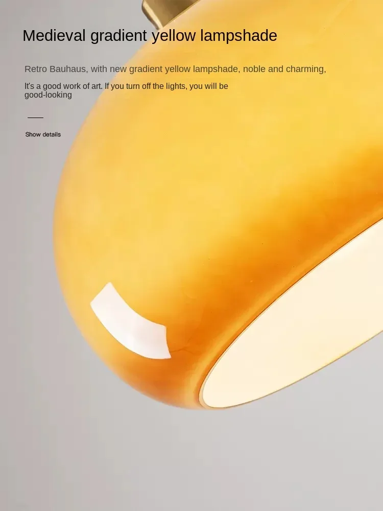 SANDYHA Nordic Vintage Glass Pendent Lights Creative Gradual Yellow Round Chandelier Study Bedroom Restaurant Home Hanging Lamp - Image 5